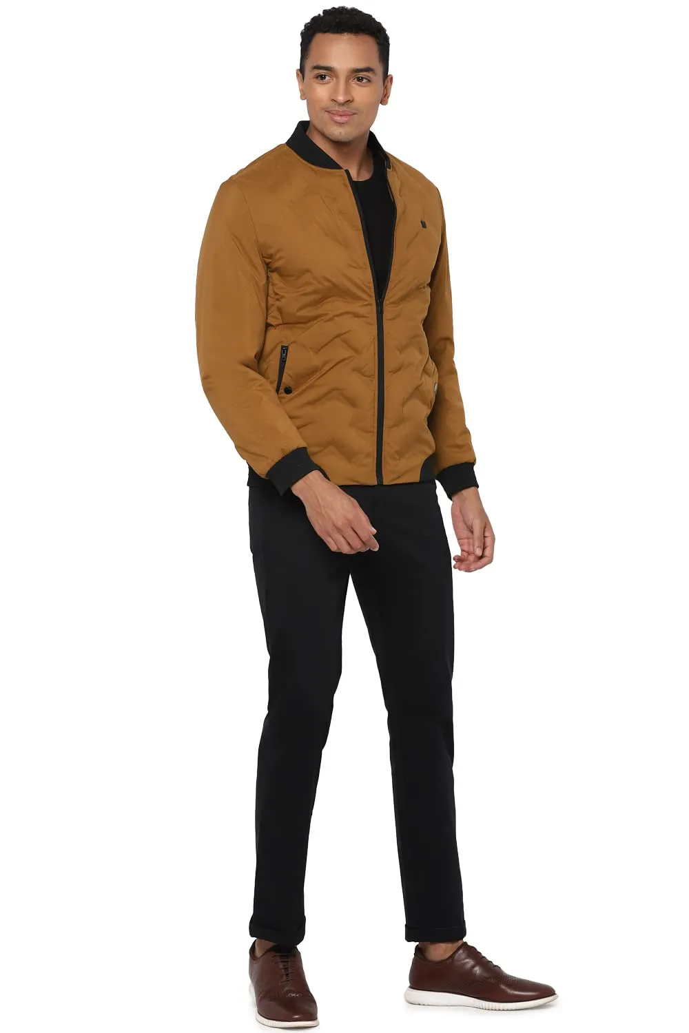 Allen Solly Men's Parka Coat (ASJKHJBOFT65189_Khaki_M)