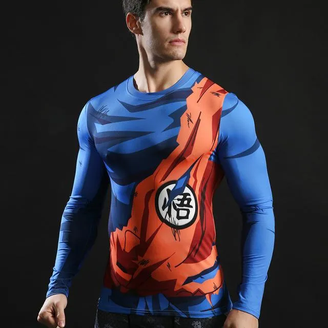 Anime 3D Printed Tshirts Men Compression Shirts Long Sleeve Tops Fitness T-shirts Novelty Slim Tights Tee Male Cosplay Costume