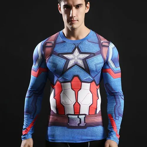 Anime 3D Printed Tshirts Men Compression Shirts Long Sleeve Tops Fitness T-shirts Novelty Slim Tights Tee Male Cosplay Costume