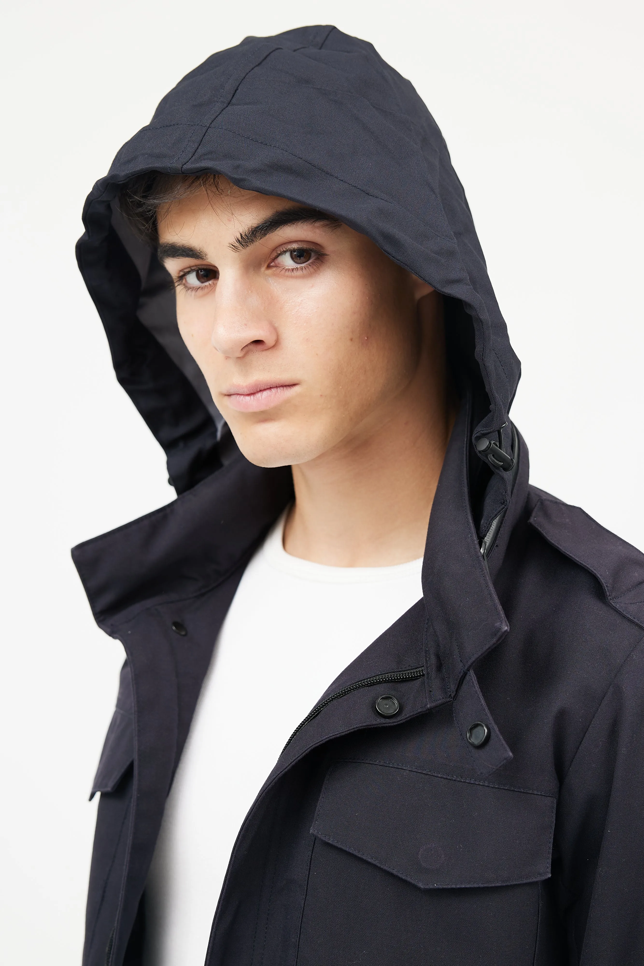 Black Hooded Rain  Jacket