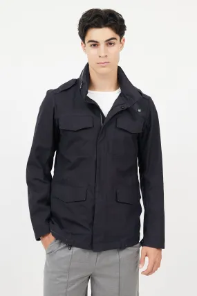 Black Hooded Rain  Jacket