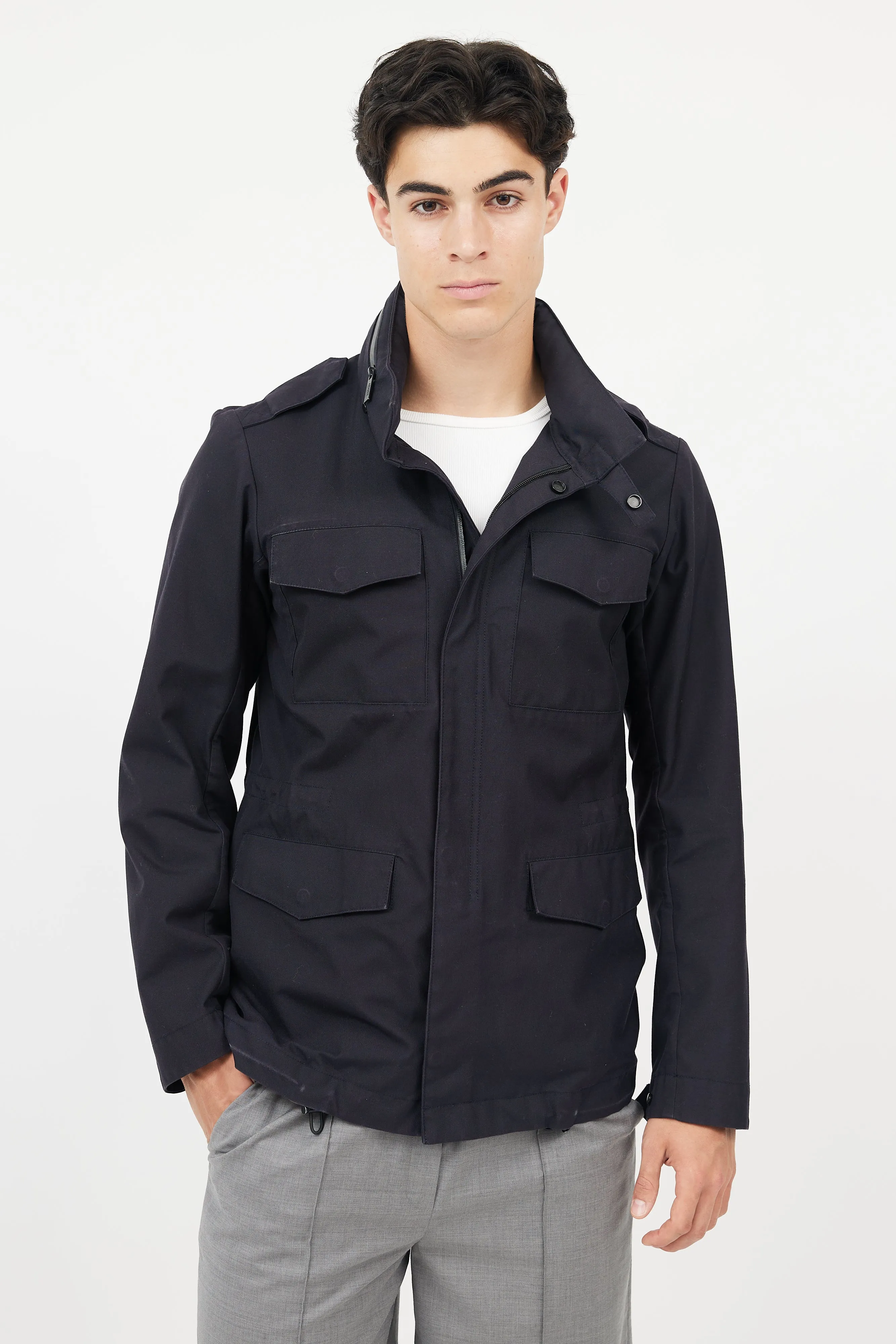 Black Hooded Rain  Jacket
