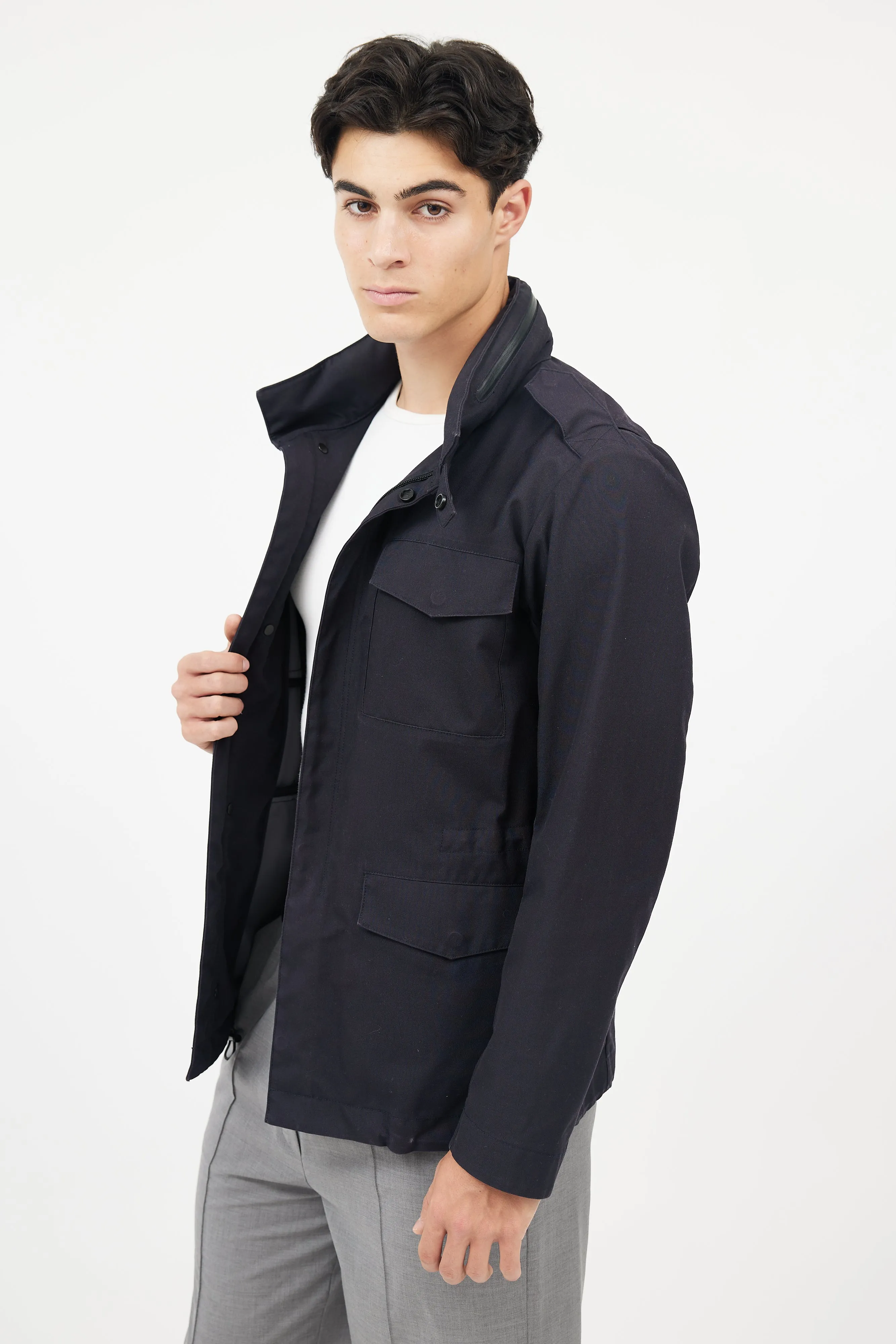 Black Hooded Rain  Jacket