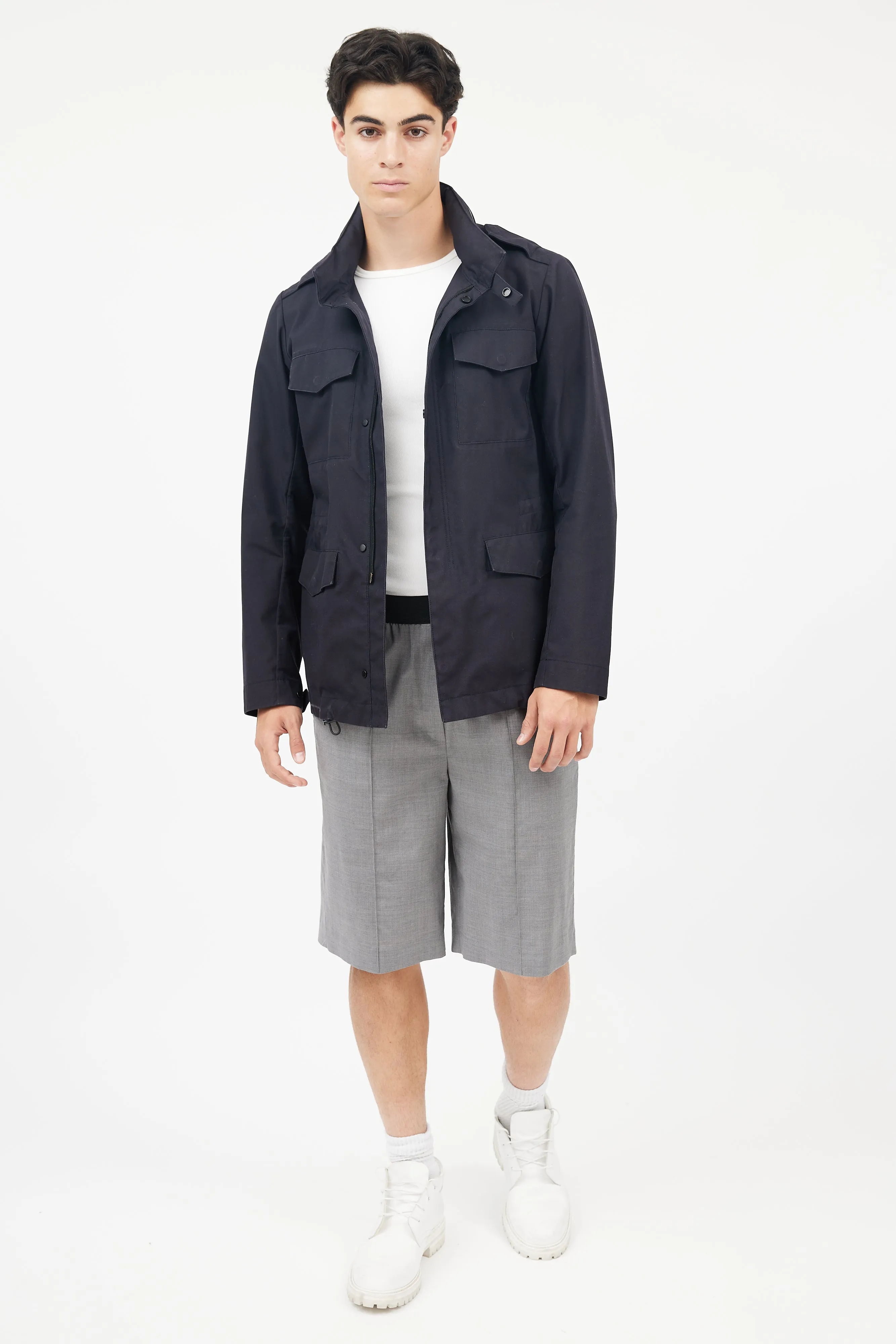 Black Hooded Rain  Jacket