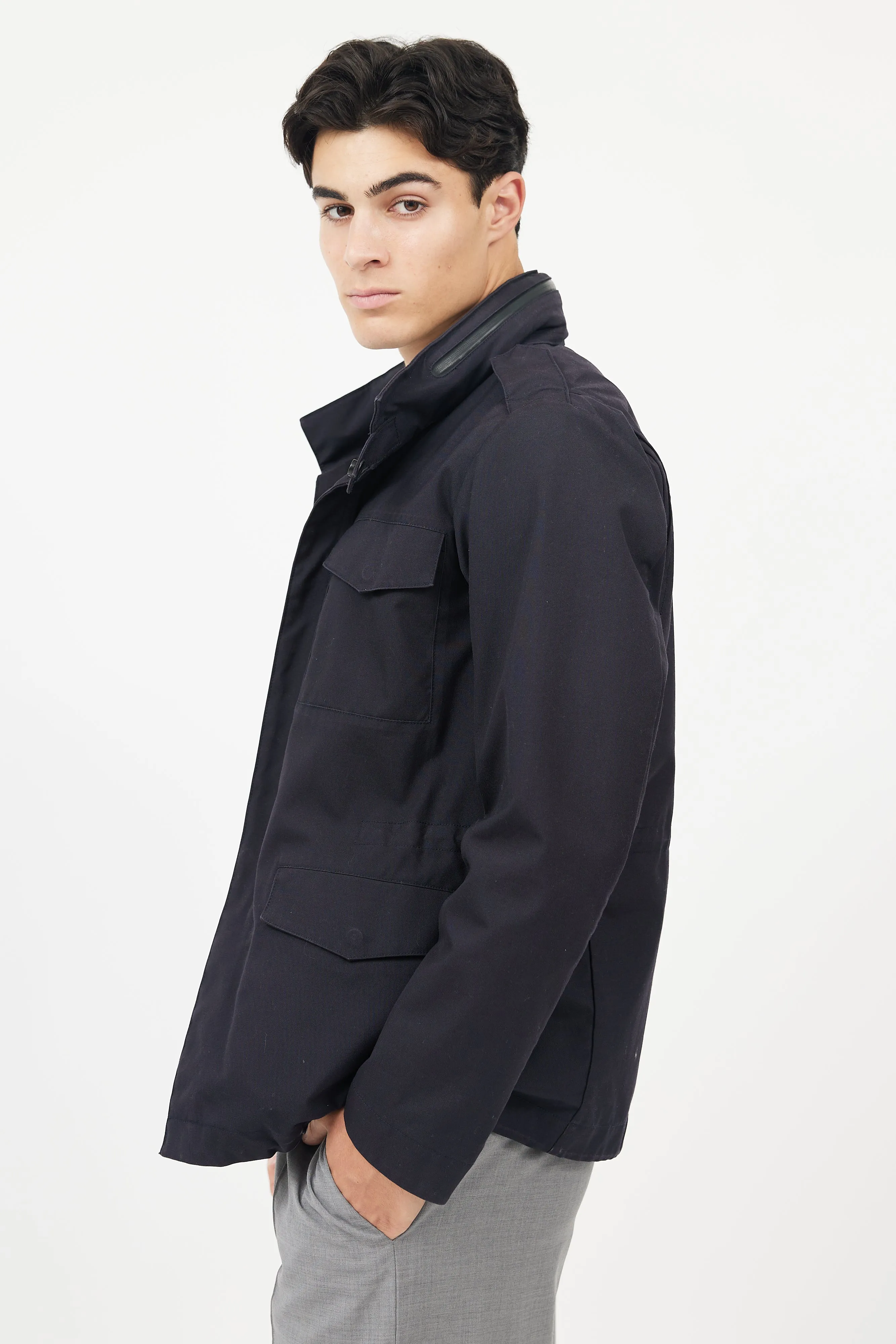 Black Hooded Rain  Jacket