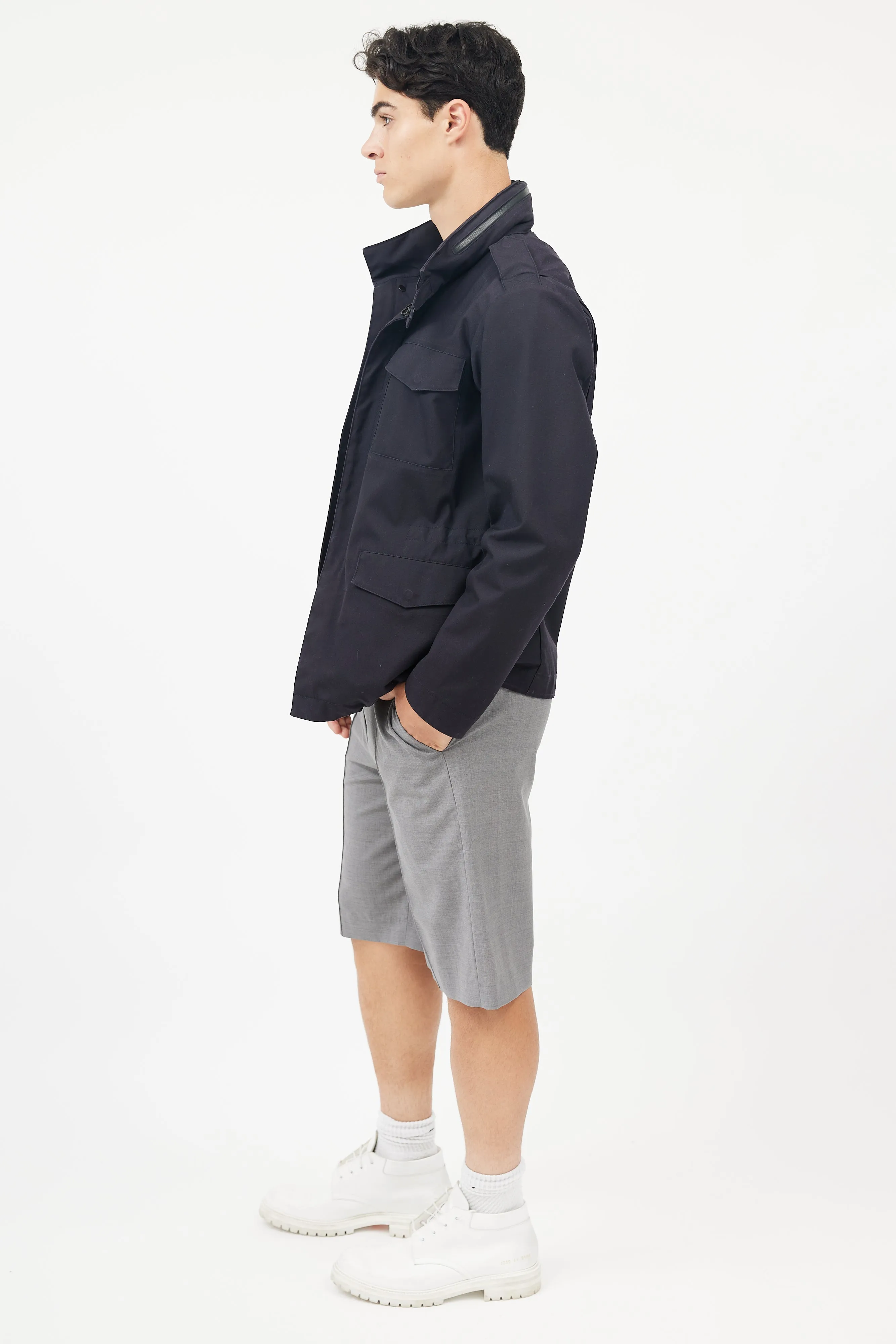 Black Hooded Rain  Jacket