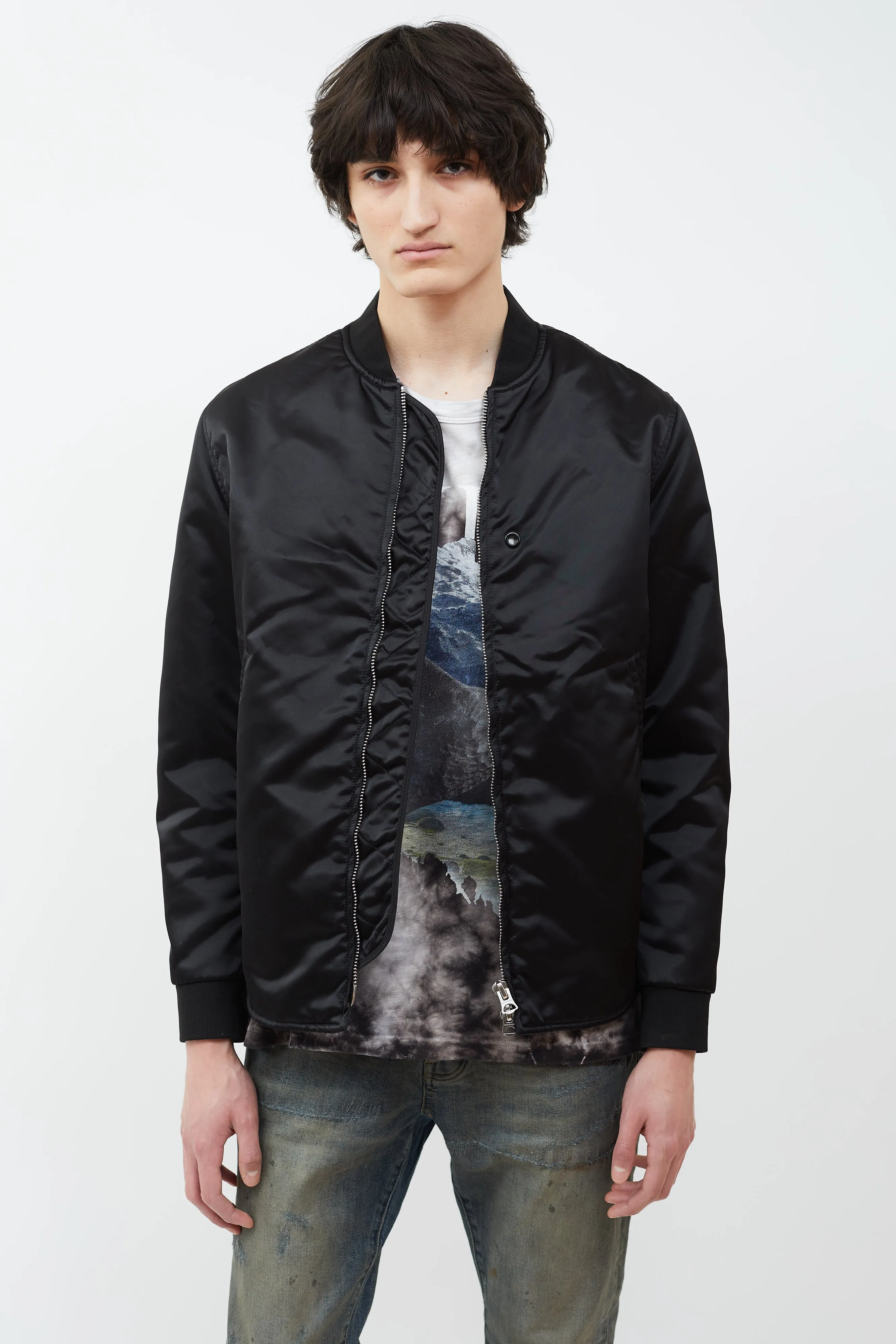 Black Selo Nylon Bomber Jacket