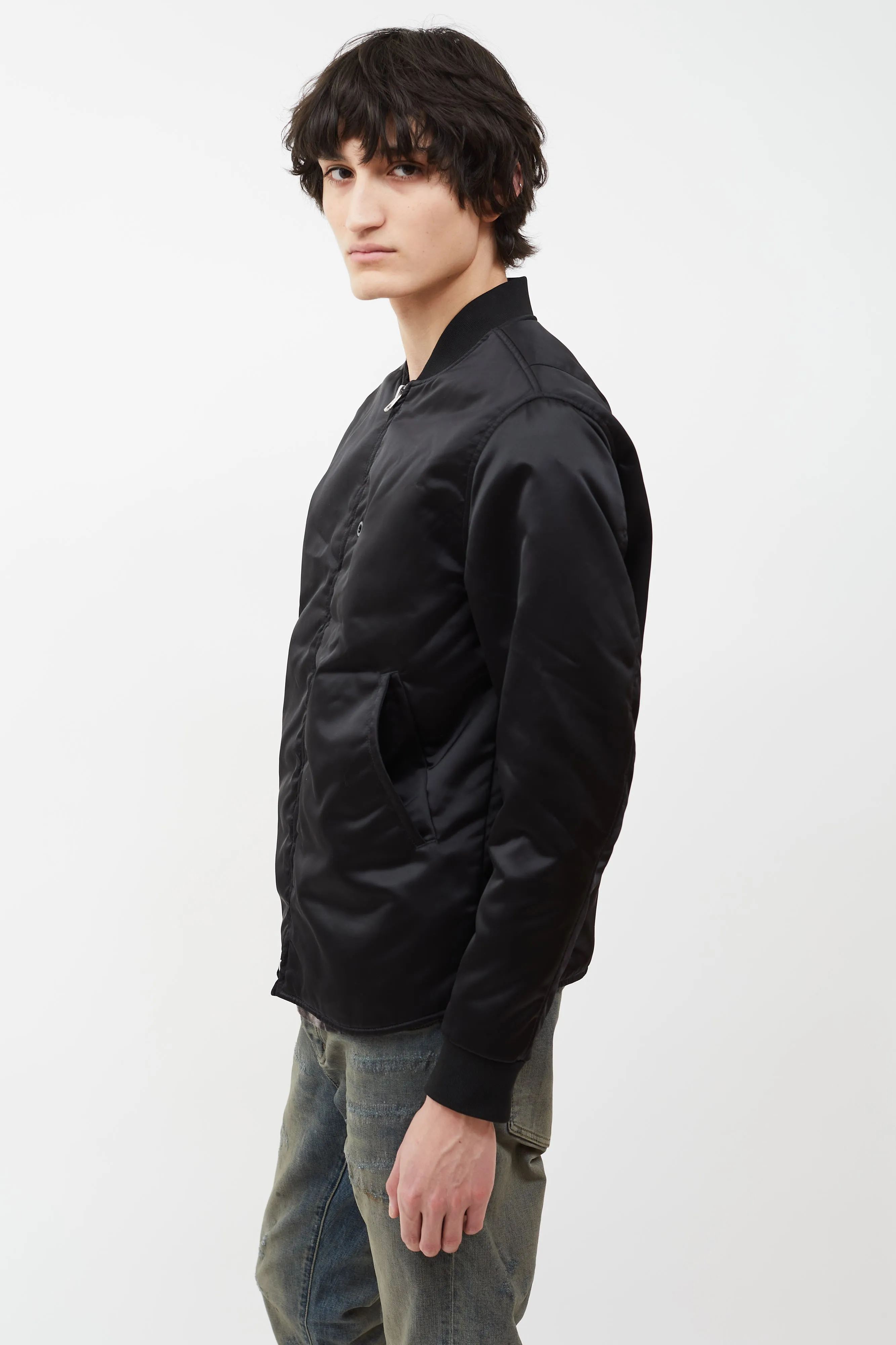 Black Selo Nylon Bomber Jacket