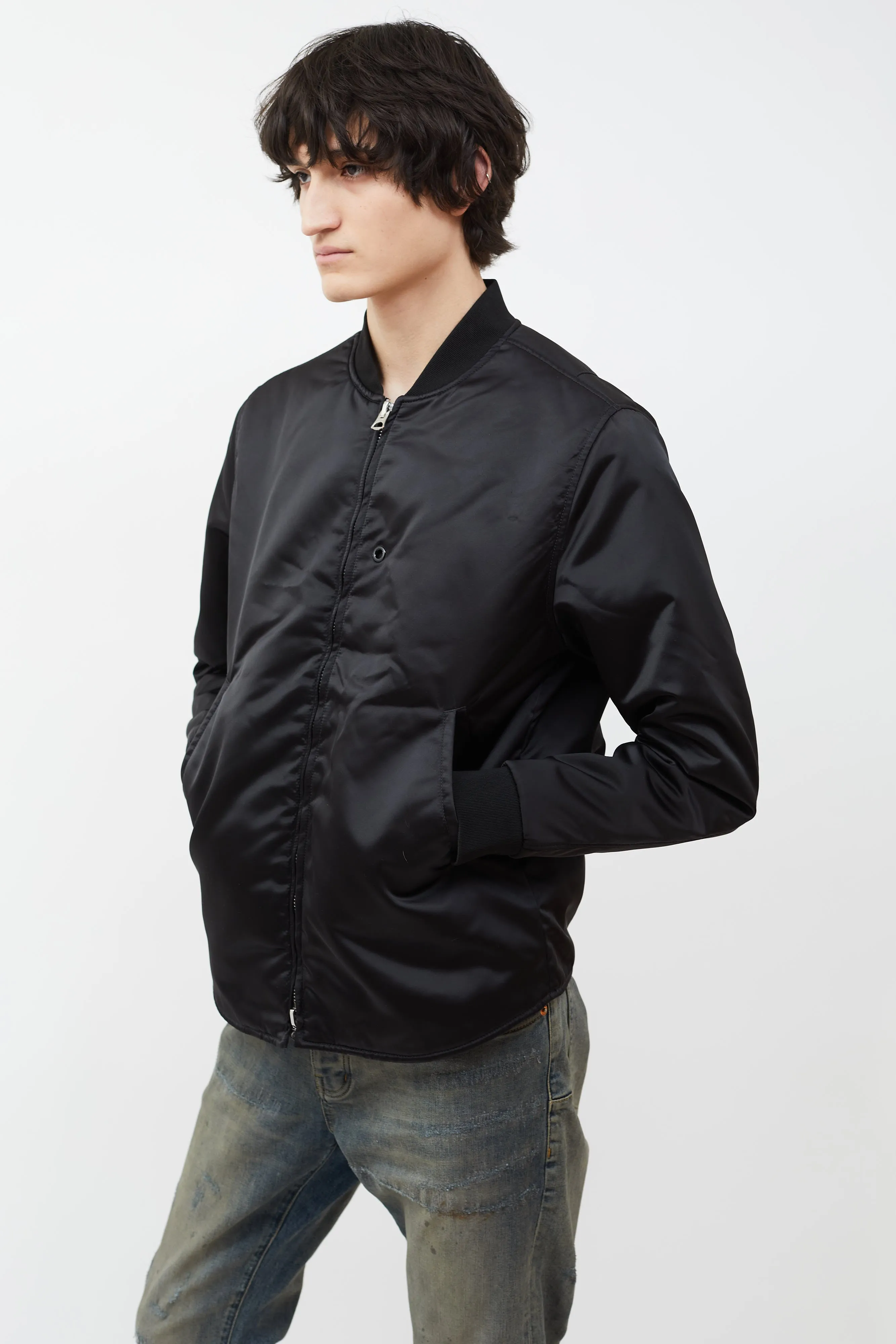 Black Selo Nylon Bomber Jacket
