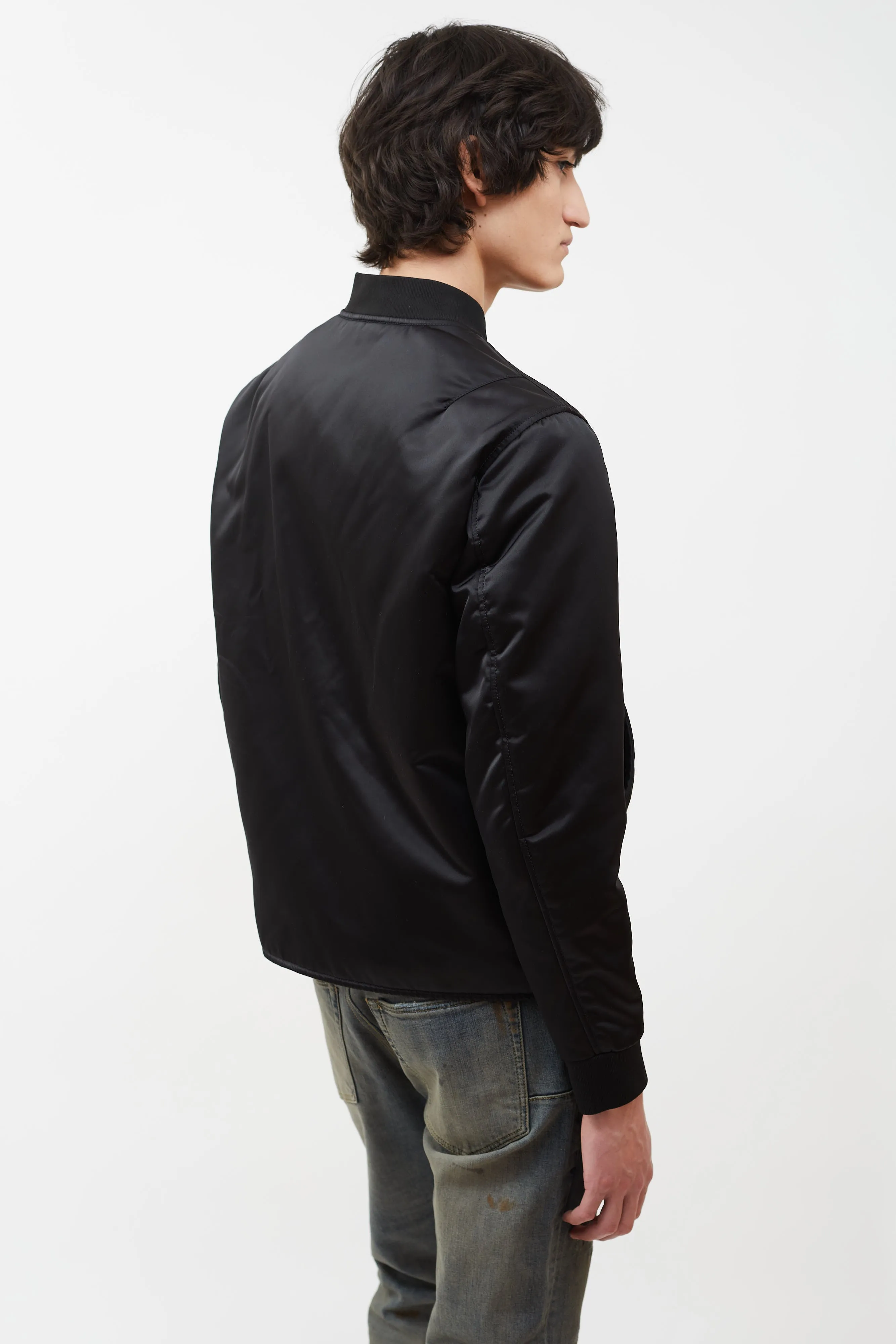 Black Selo Nylon Bomber Jacket