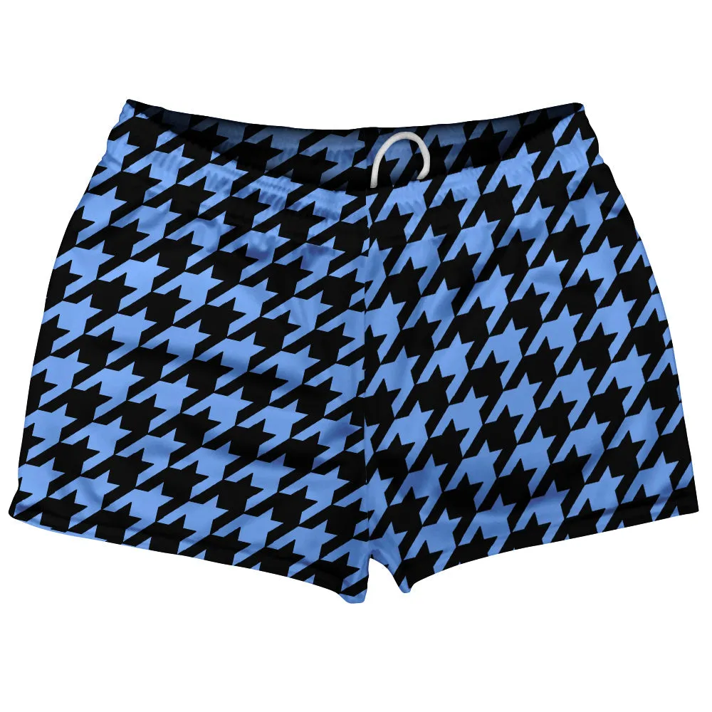 Blue Carolina And Black Houndstooth Shorty Short Gym Shorts 2.5" Inseam Made In USA