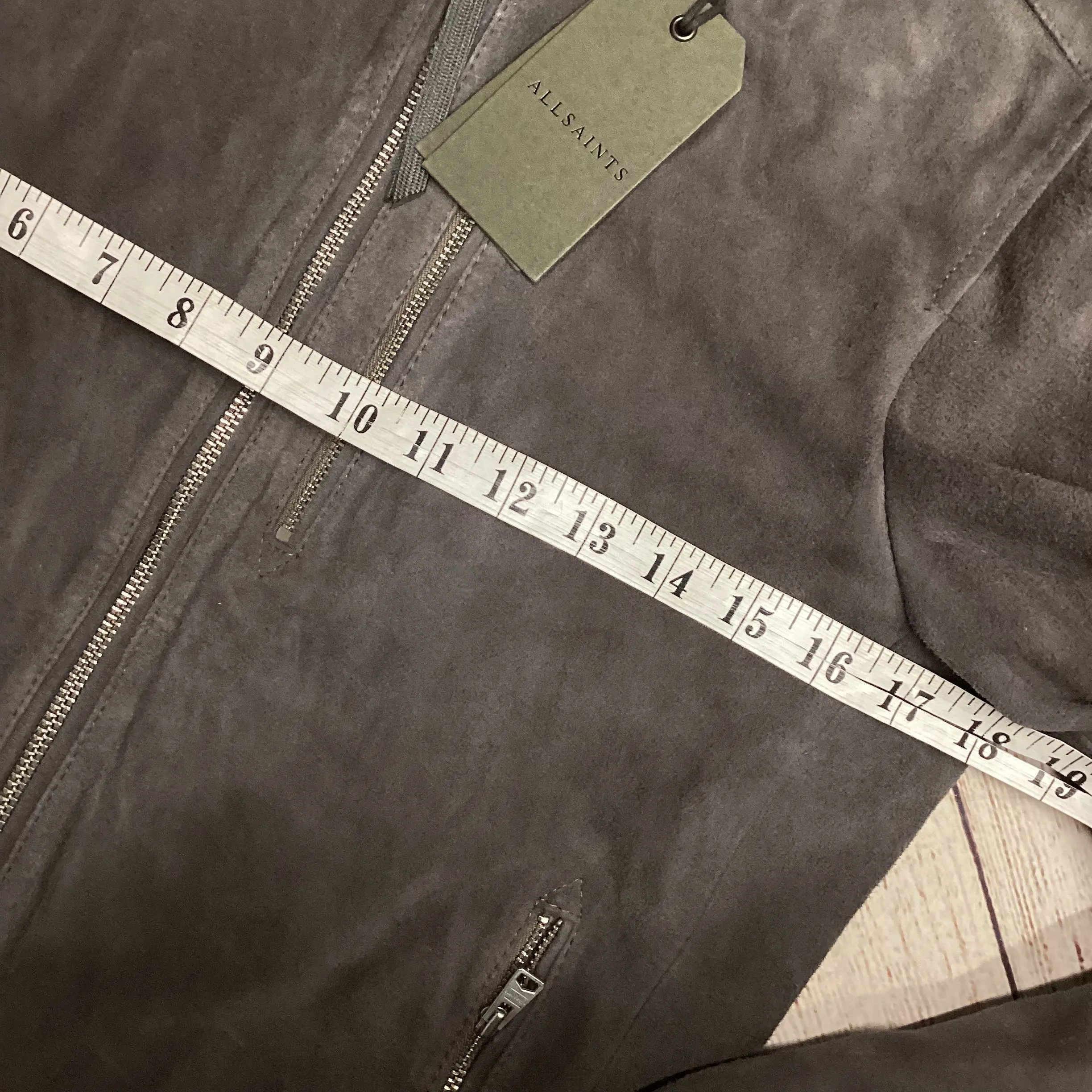 BNWT AllSaints Grey Kemble Suede Bomber Jacket Size XS