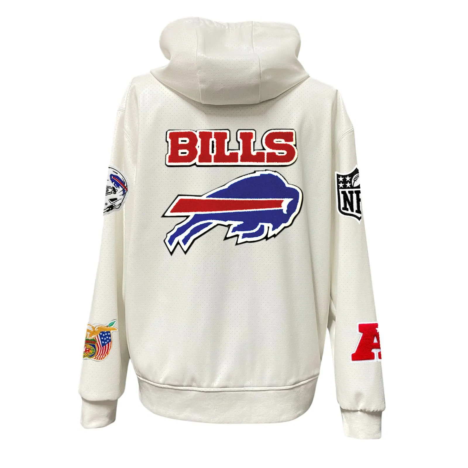 BUFFALO BILLS LIGHTWEIGHT VEGAN ZIP-UP HOODED JACKET WHITE