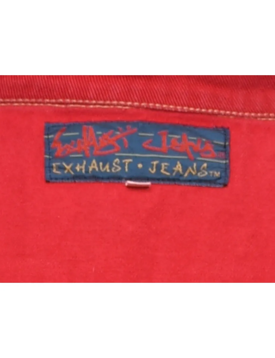 Exhaust Jeans 1990s Red Denim Utility Jacket - L