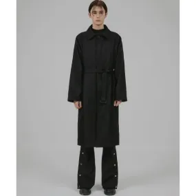 FLARE UP (フレアアップ)     Balmacaan Trench Long Coat - Black (FL-033)
