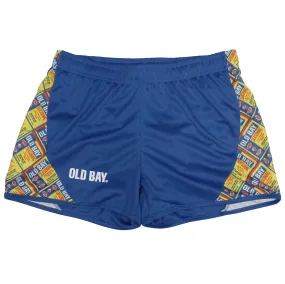 Flat OLD BAY Can Pattern Sides (Royal) / Running Shorts (Ladies)
