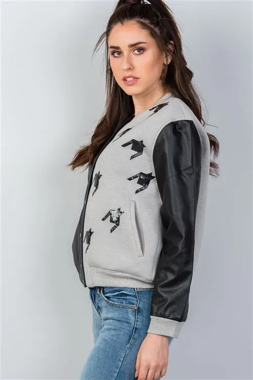 Gwen Black & Gray Colorblock Bomber Jacket