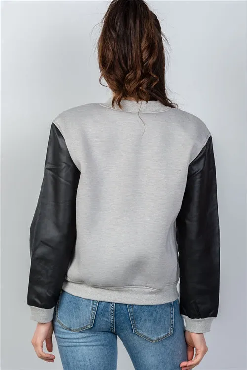 Gwen Black & Gray Colorblock Bomber Jacket
