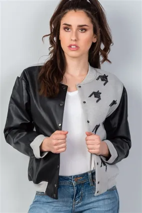 Gwen Black & Gray Colorblock Bomber Jacket