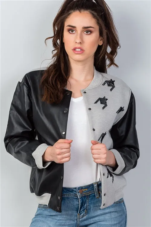 Gwen Black & Gray Colorblock Bomber Jacket
