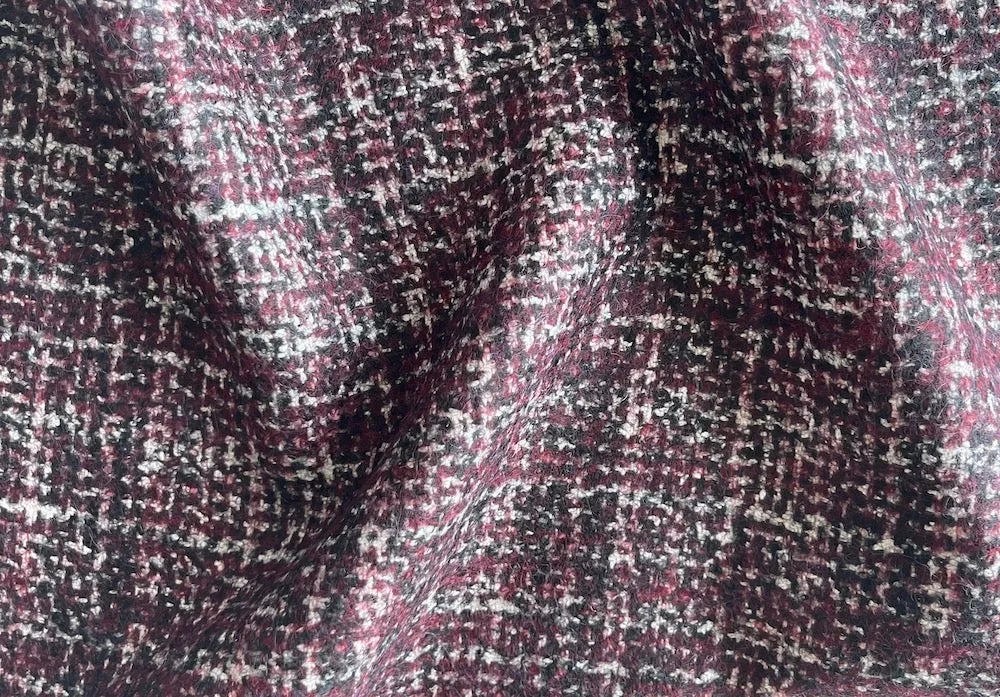 Hugo Boss Deep Claret Wool Tweed Melton (Made in Italy)