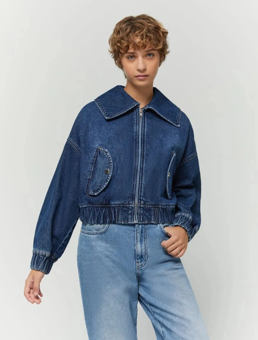 IBLUES Denim Bomber Style Jacket
