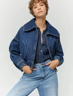 IBLUES Denim Bomber Style Jacket