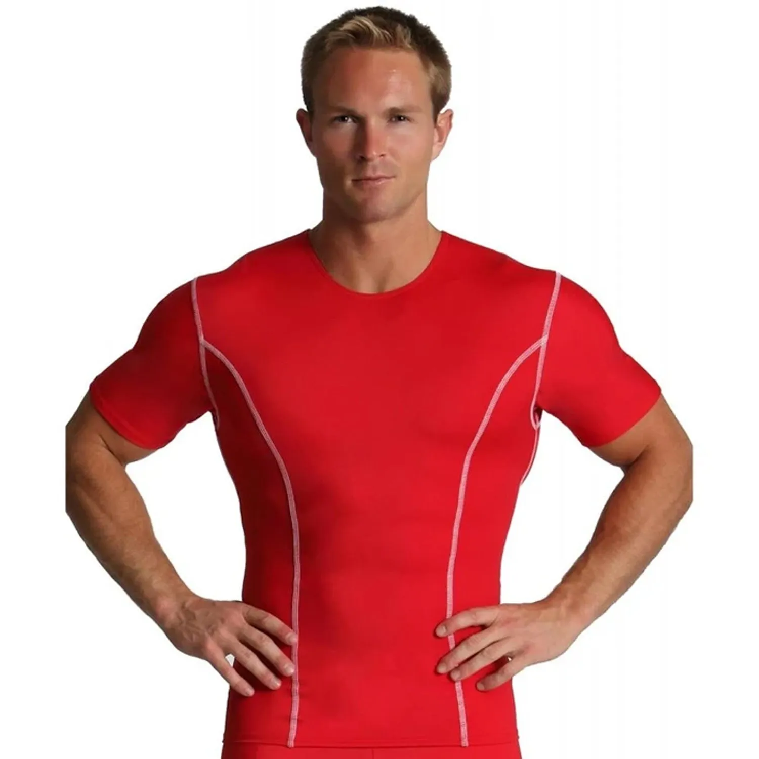 Insta Slim High Compression Crew-Neck Contrast Stitching ISTA0221