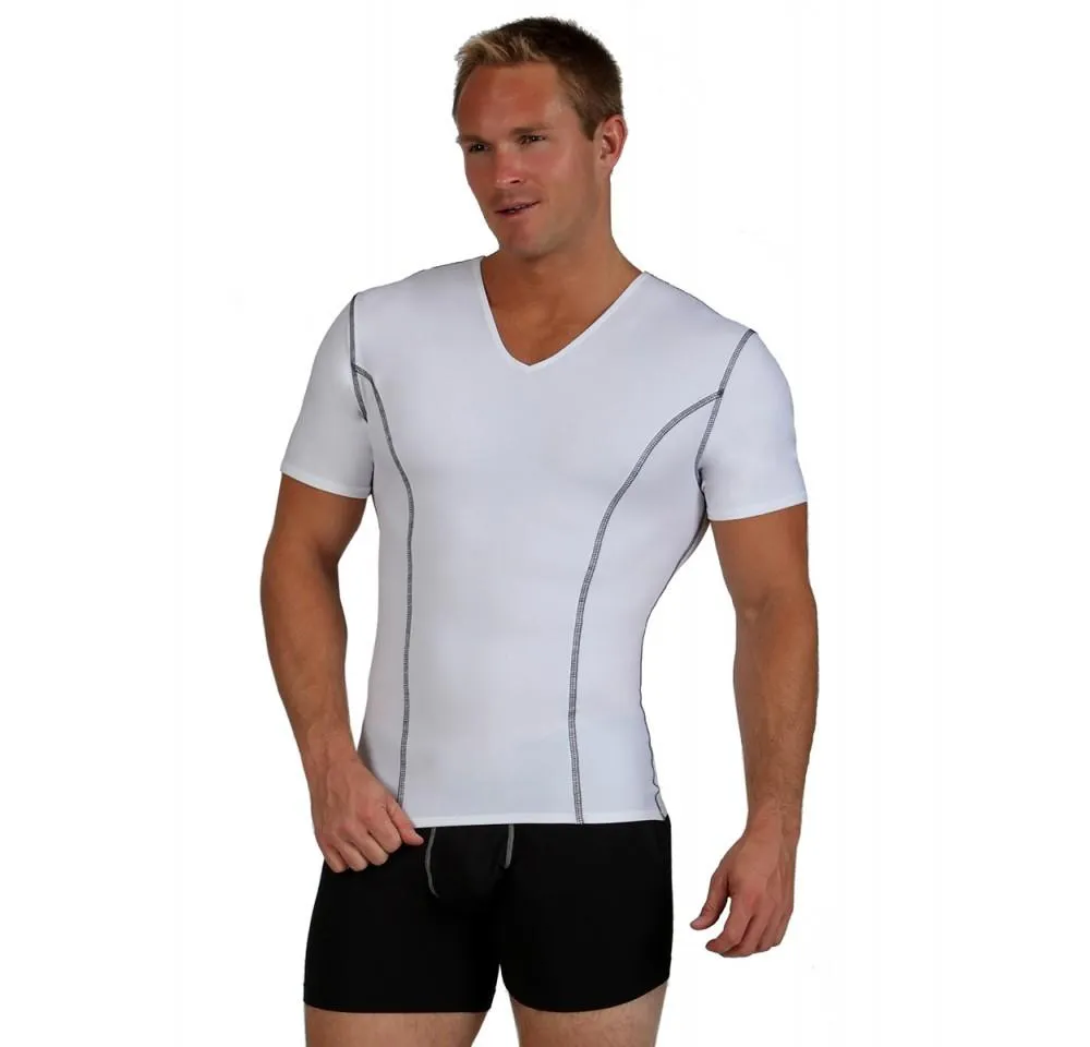 Insta Slim High Compression V-neck Contrast Stitching ISVA0221