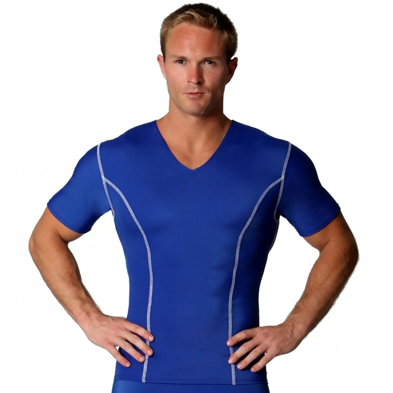 Insta Slim High Compression V-neck Contrast Stitching ISVA0221