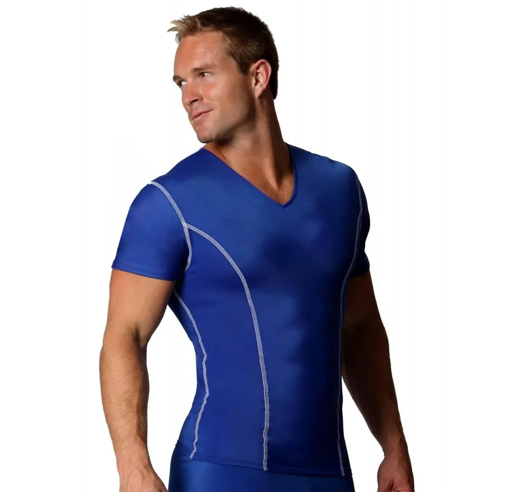 Insta Slim High Compression V-neck Contrast Stitching ISVA0221