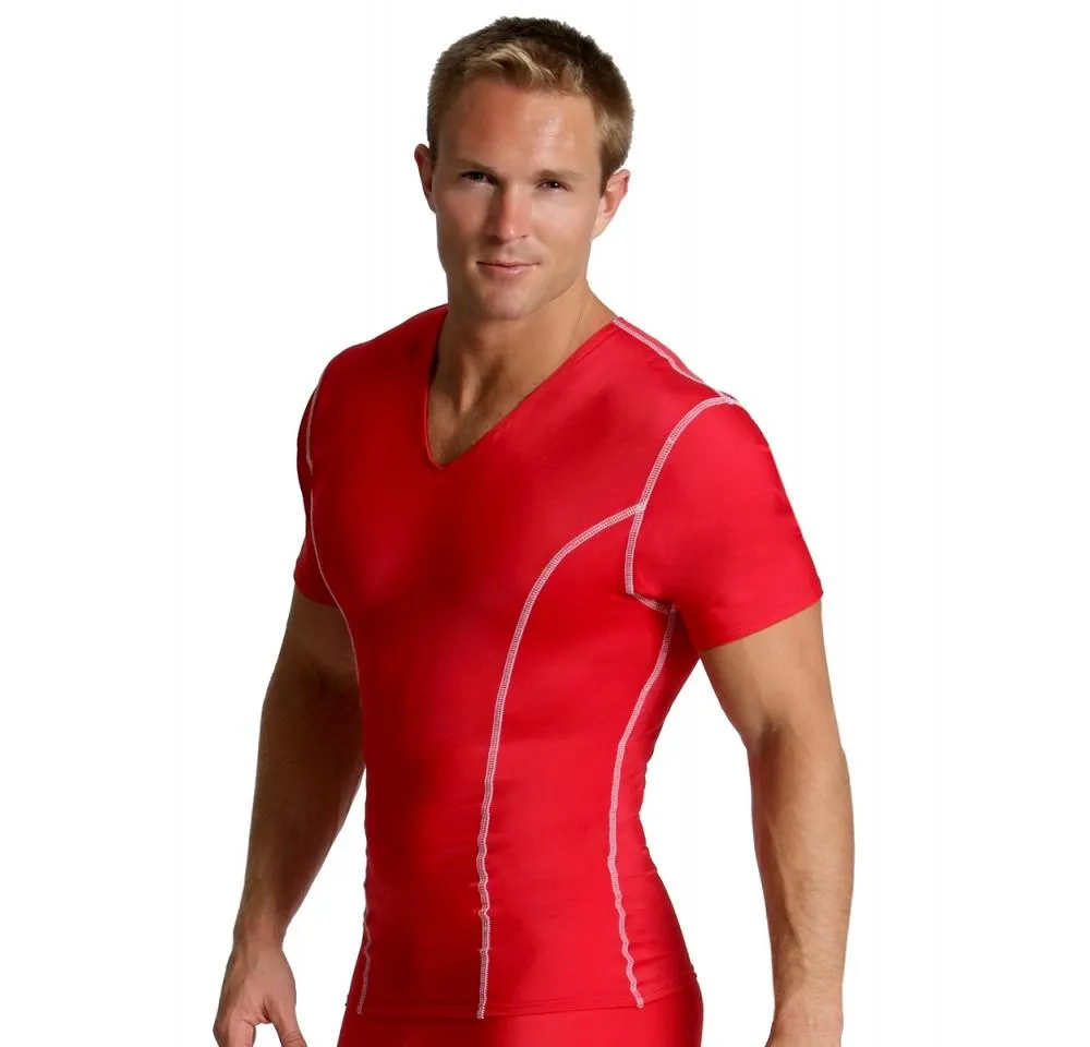 Insta Slim High Compression V-neck Contrast Stitching ISVA0221