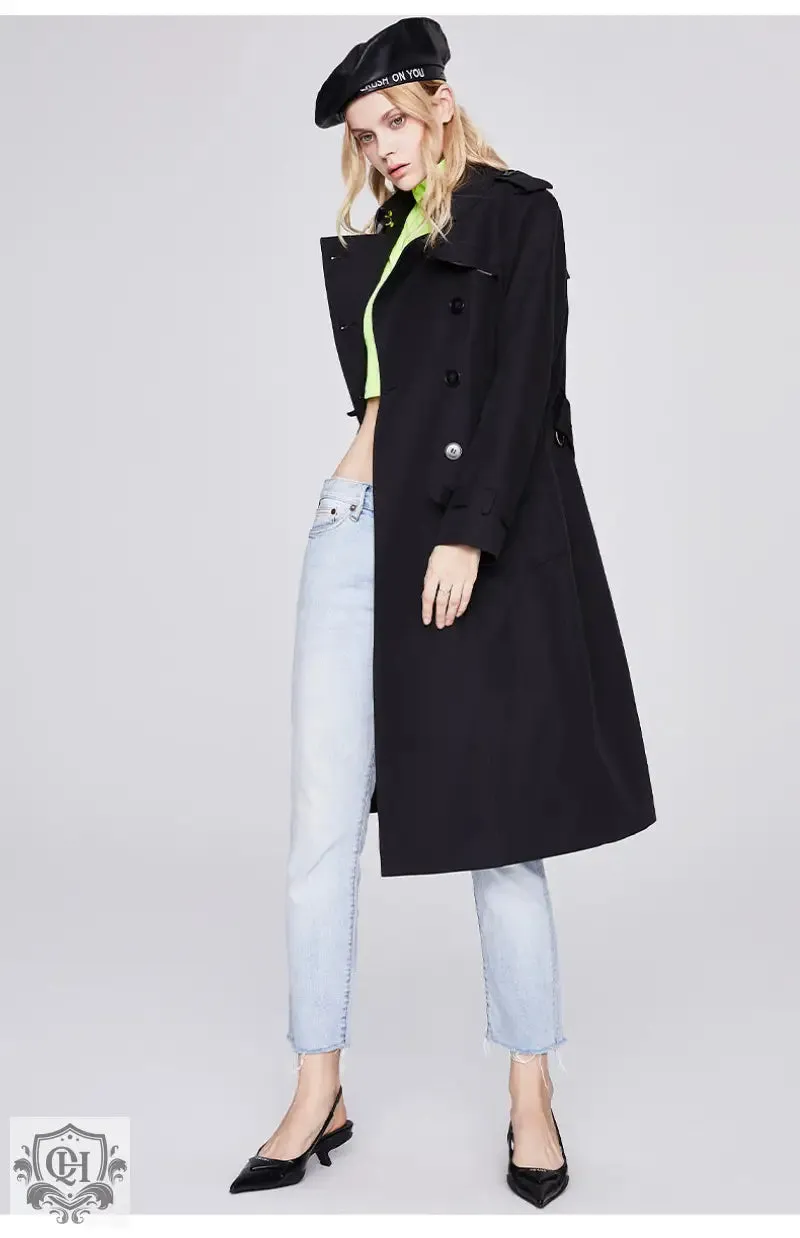 Long Double Breasted Trench Coat
