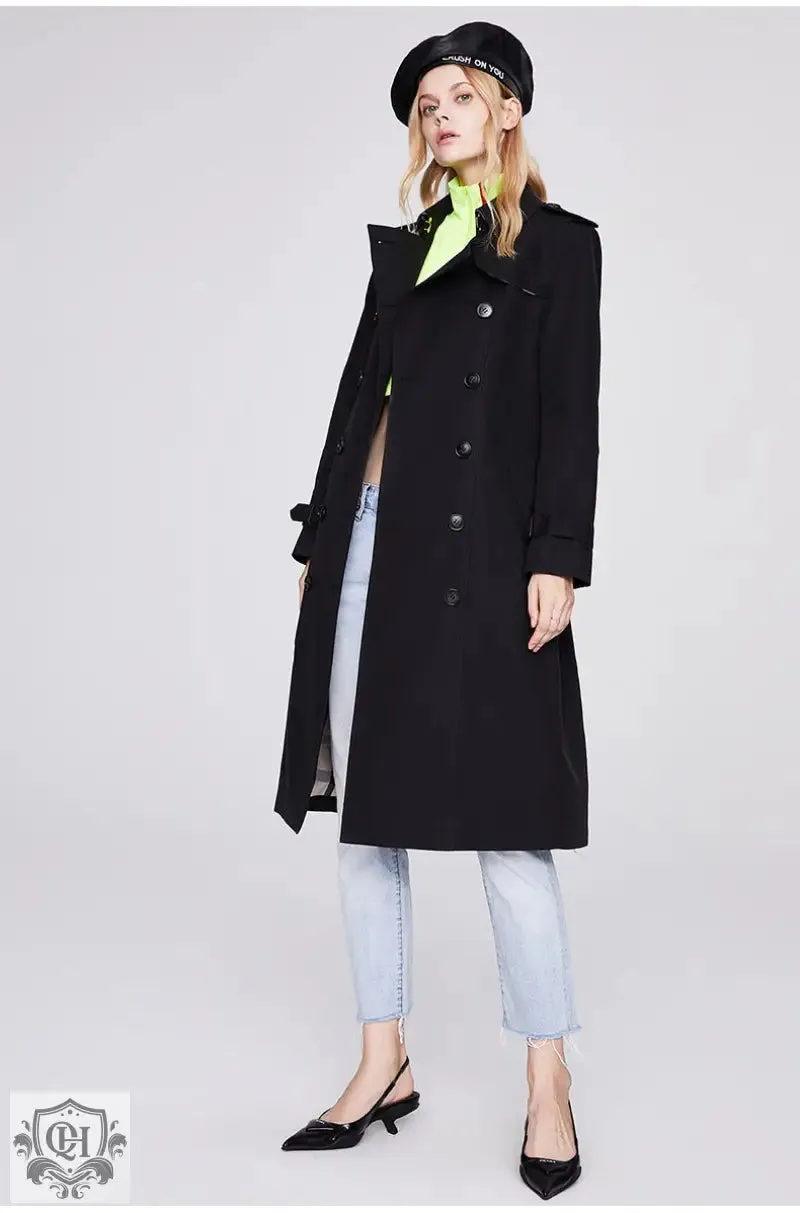 Long Double Breasted Trench Coat