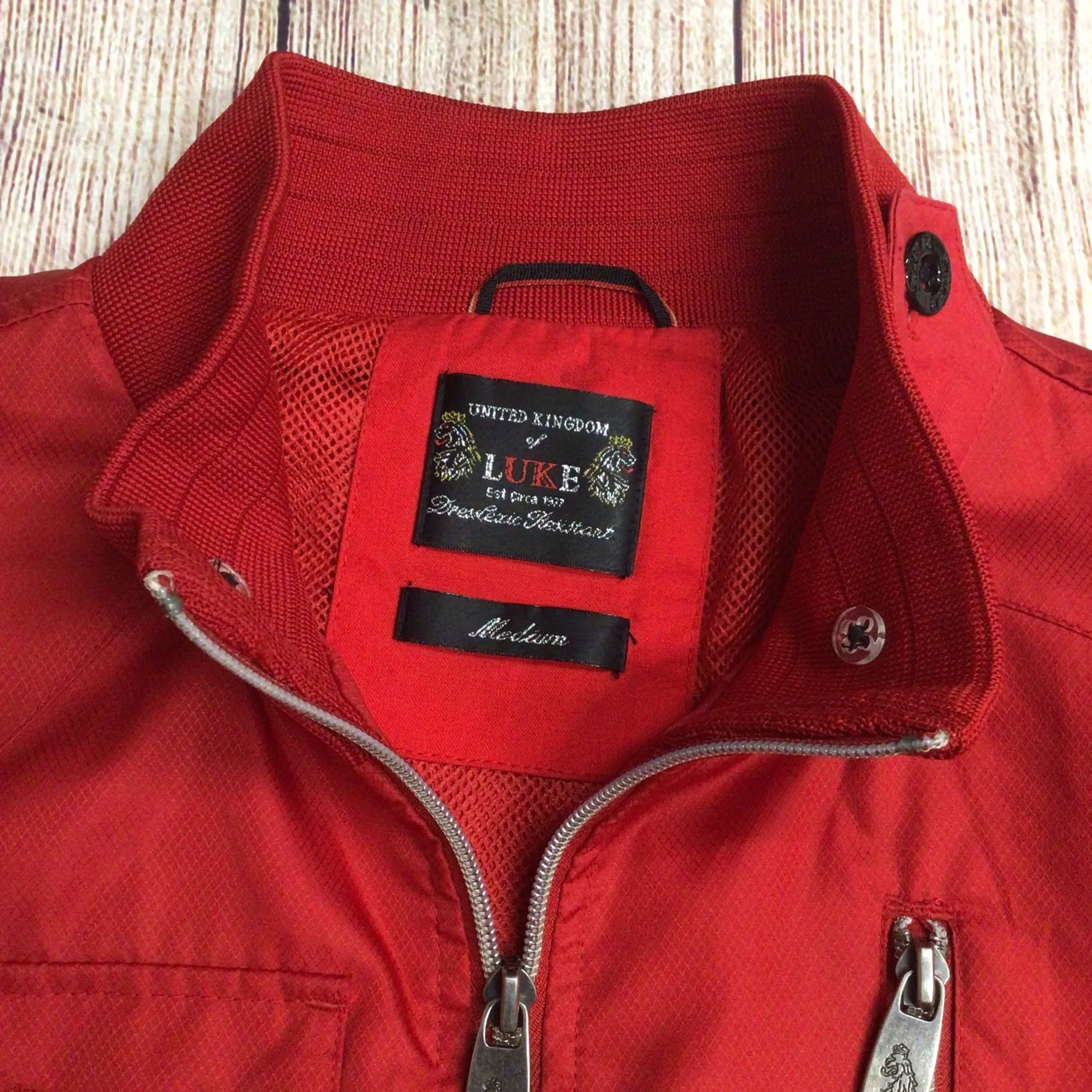 Luke Red Multi Pocket Bomber Jacket Size M