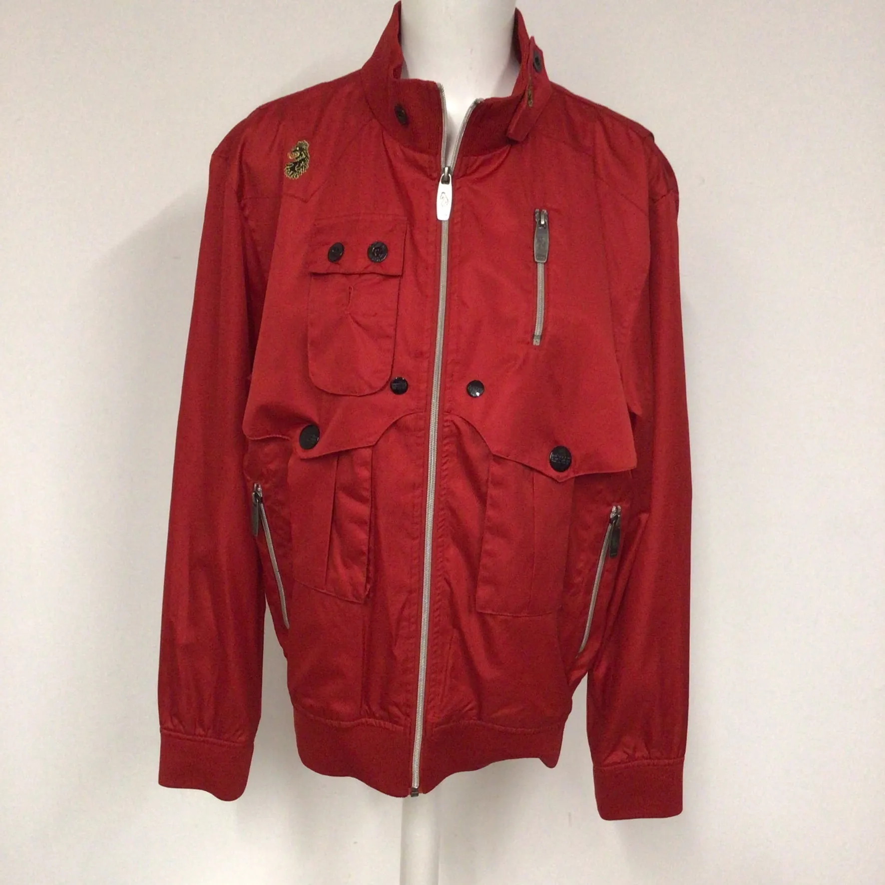 Luke Red Multi Pocket Bomber Jacket Size M