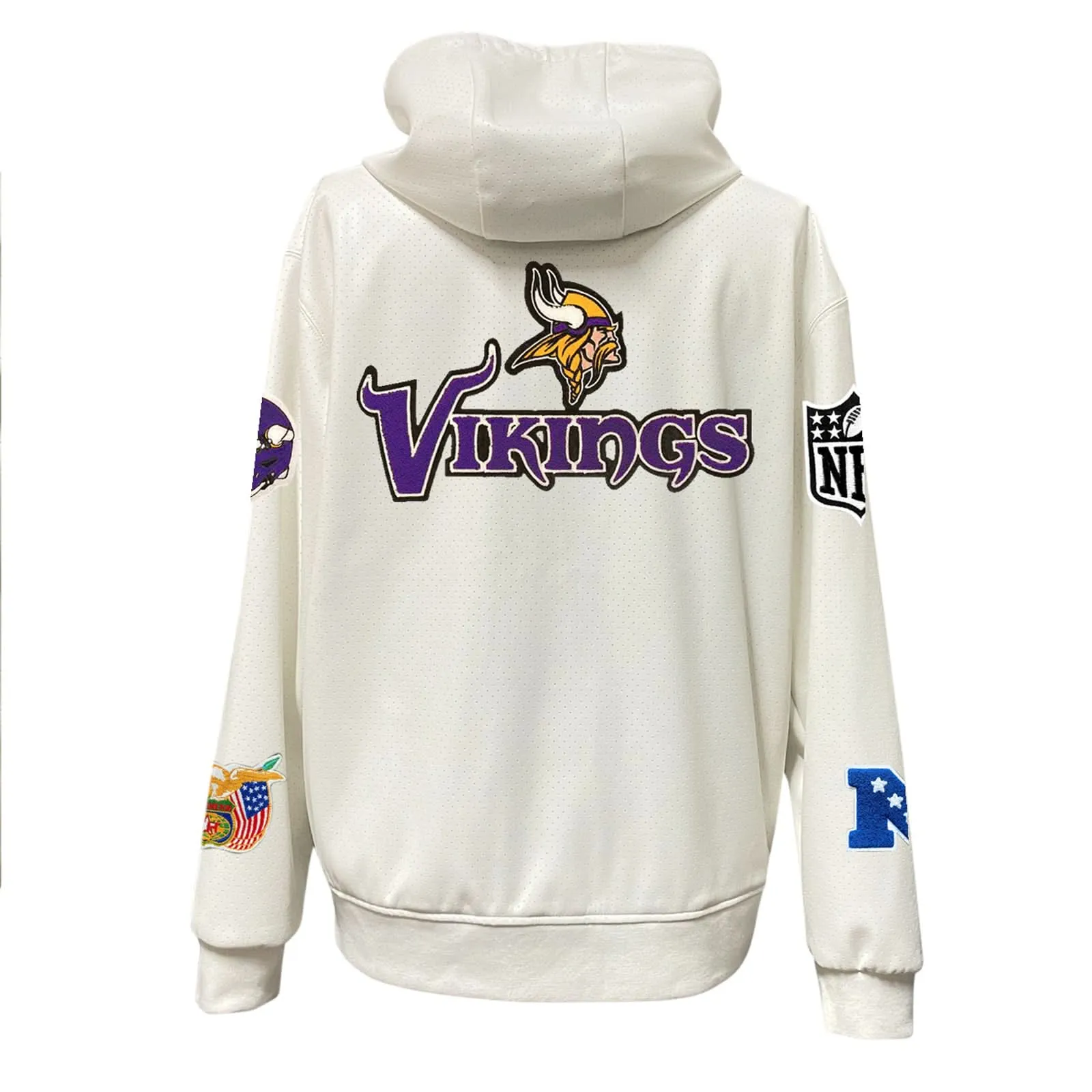 MINNESOTA VIKINGS LIGHTWEIGHT VEGAN ZIP-UP HOODED JACKET WHITE