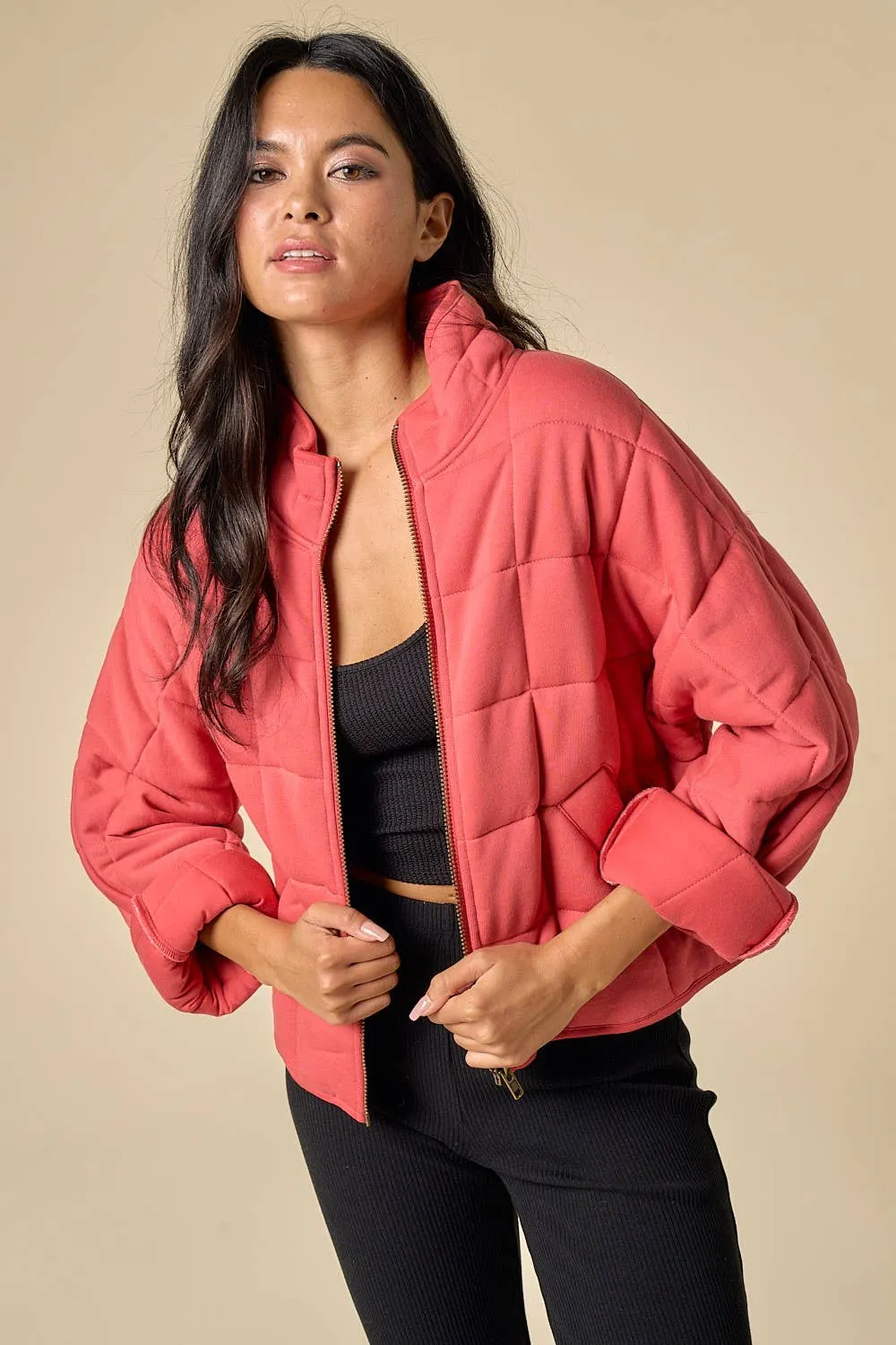 Oversized Padded Zip Up Jacket