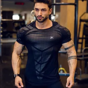 Ryan Design Compression Men Tee Shirt Gym Fitness Bodybuilding Workout Black Tops