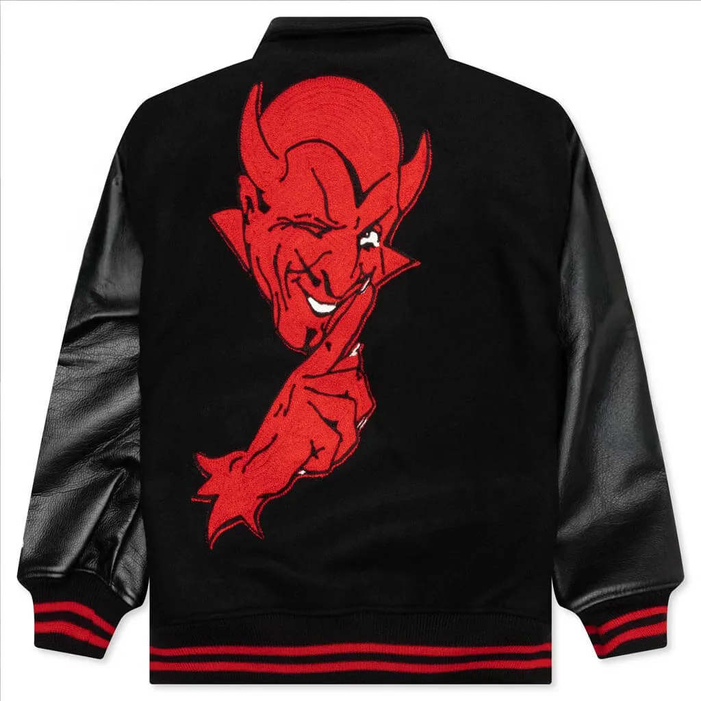 SAINT MICHAEL DEVIL VARSITY JACKET - BLACK