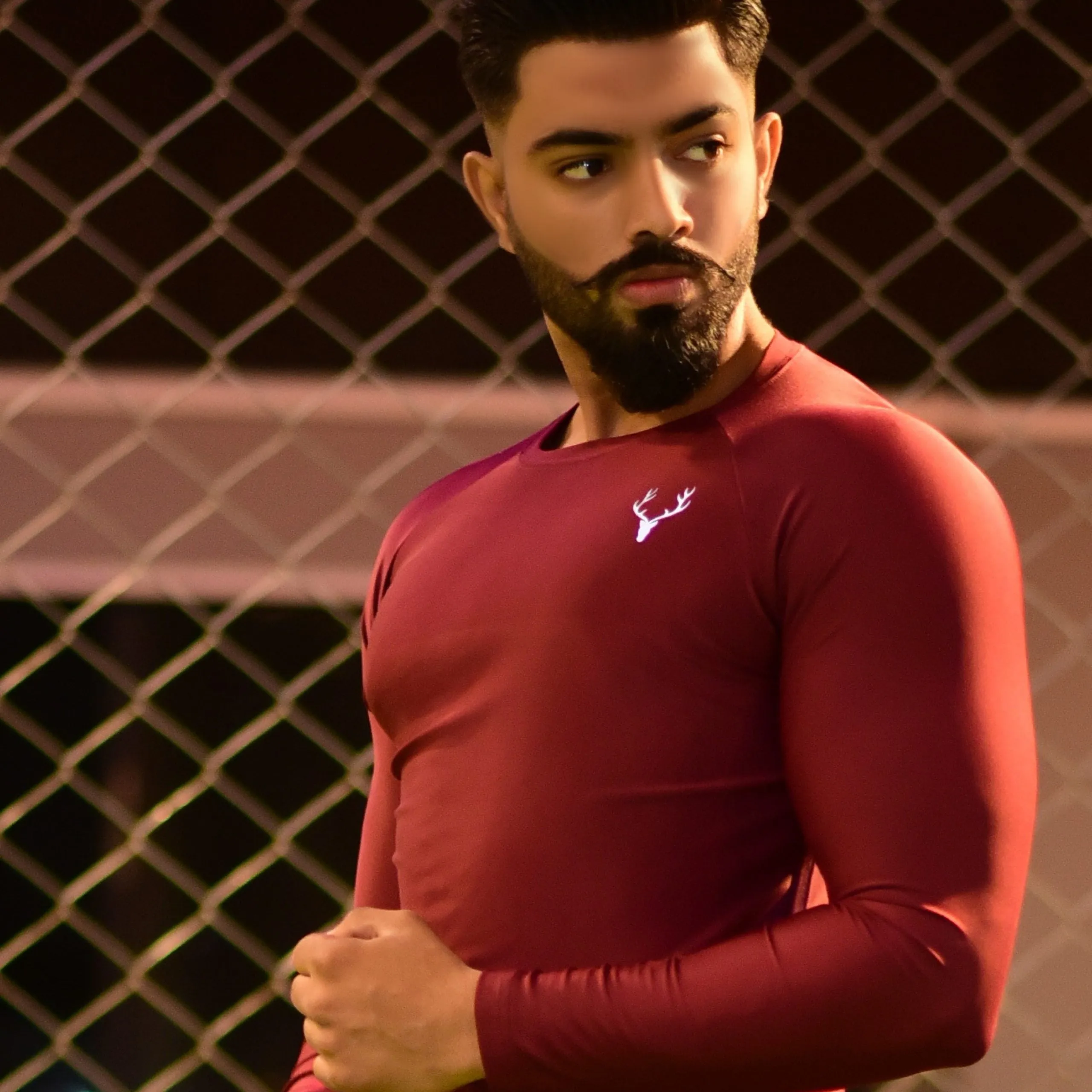 Stag Men Maroon Compression Tee