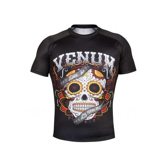 VENUM-02579-001 SANTA MUERTE 2.0 MMA Muay Thai Boxing Rashguard Compression T-shirt - SHORT SLEEVES XS-XXL Black