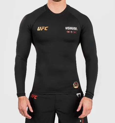 VENUM VNMUFC-00186-001 UFC Adrenaline Fight Week MMA Muay Thai Boxing Rashguard Compression Long Sleeves T-shirt Size M-XL Black