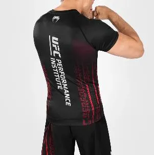 VNMUFC-00234-100 UFC Venum Performance Institute 2.0 Men’s Short-Sleeve Rashguard Compression T-shirt M-L Black Red