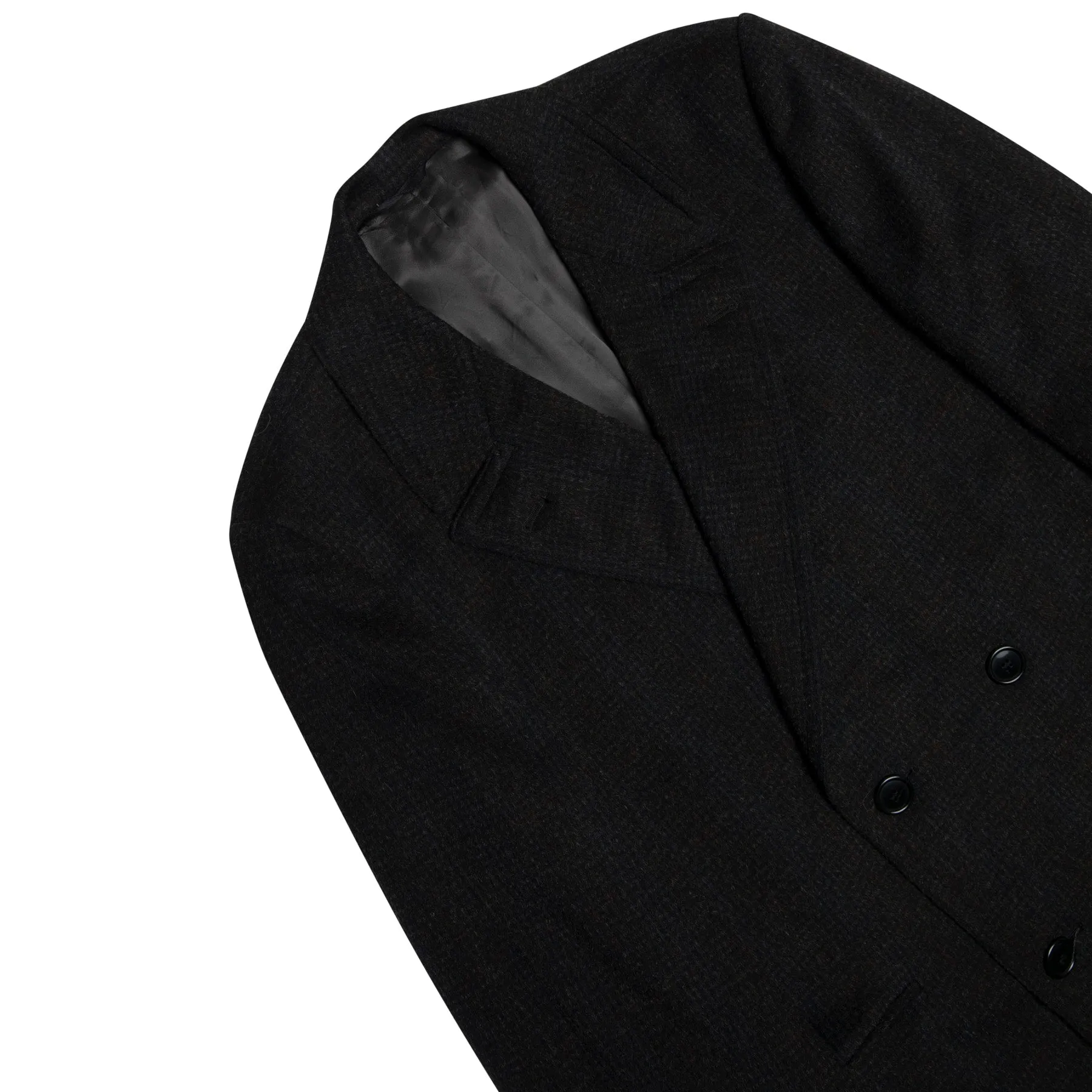 Windowpane Melange Angora Wool Melton Regency Coat