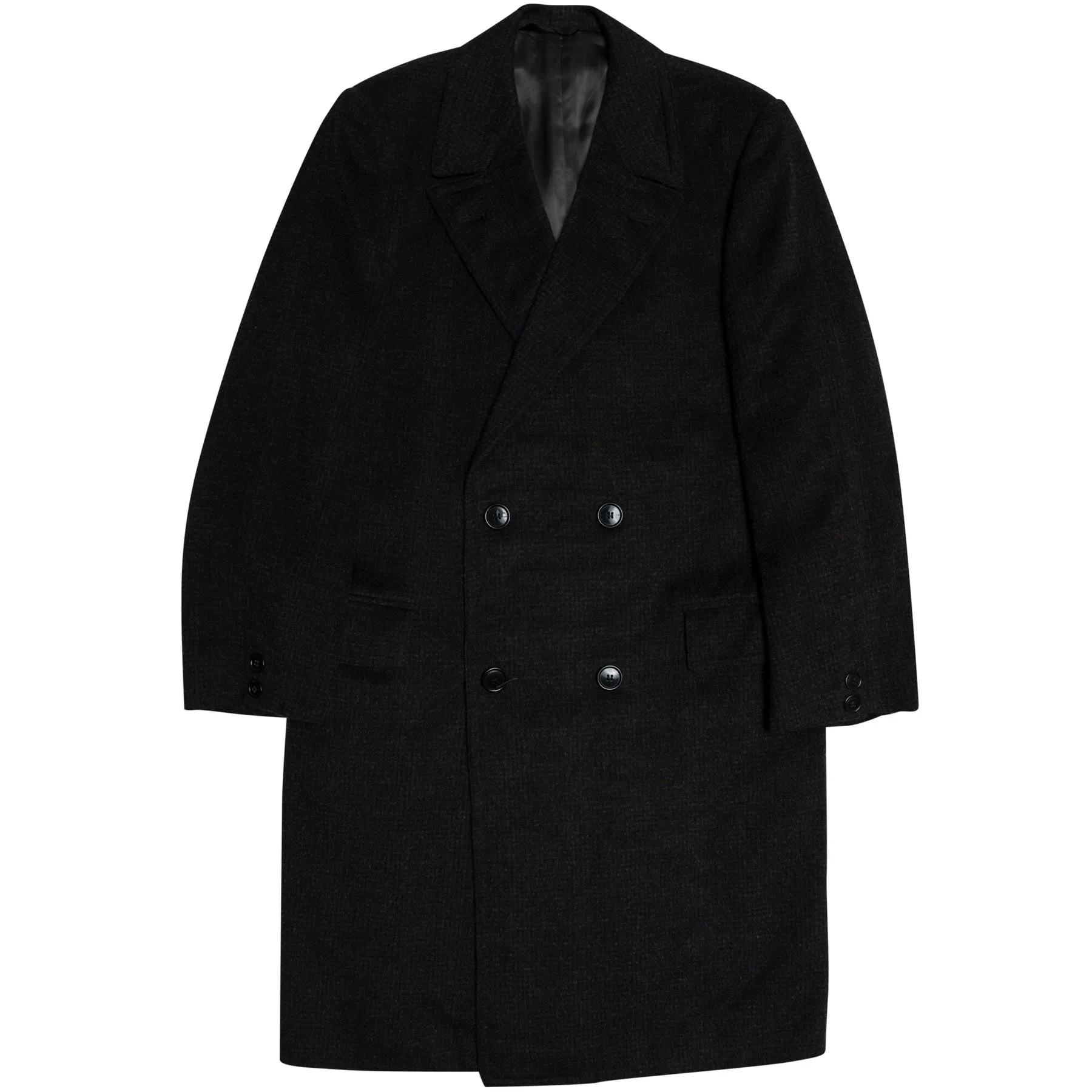 Windowpane Melange Angora Wool Melton Regency Coat