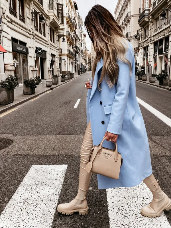Wool Notch Collar Longline Pea Coat