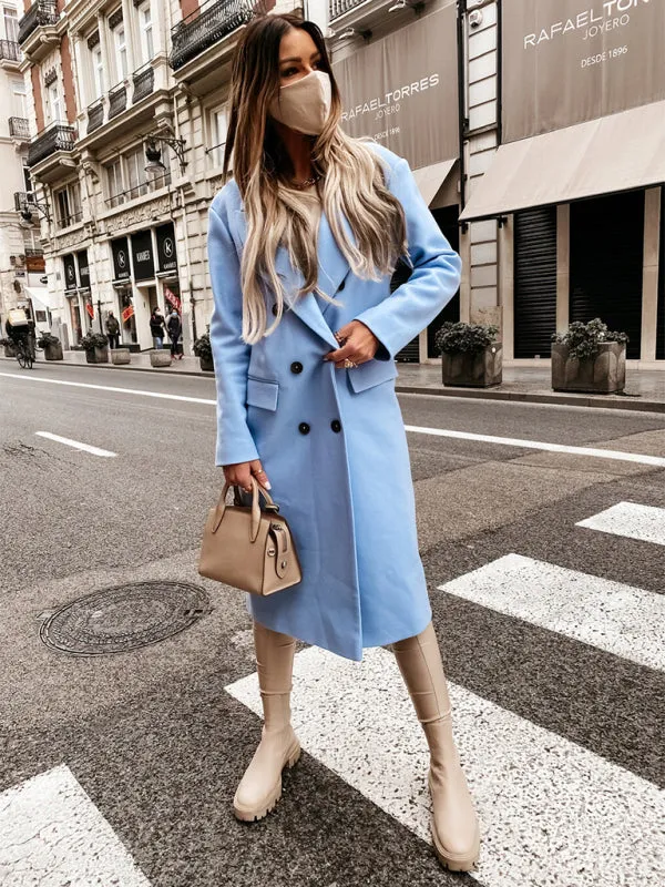 Wool Notch Collar Longline Pea Coat