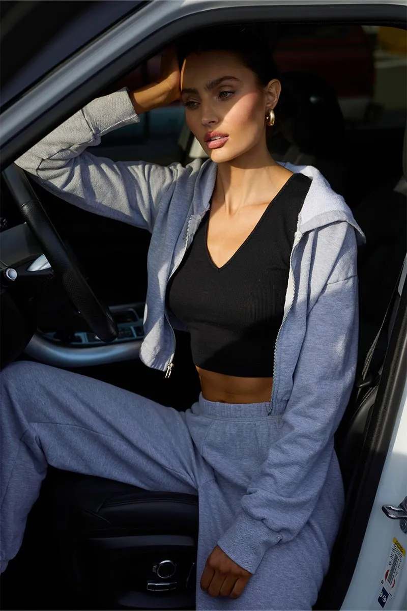 ZIP UP CROP HOODIE