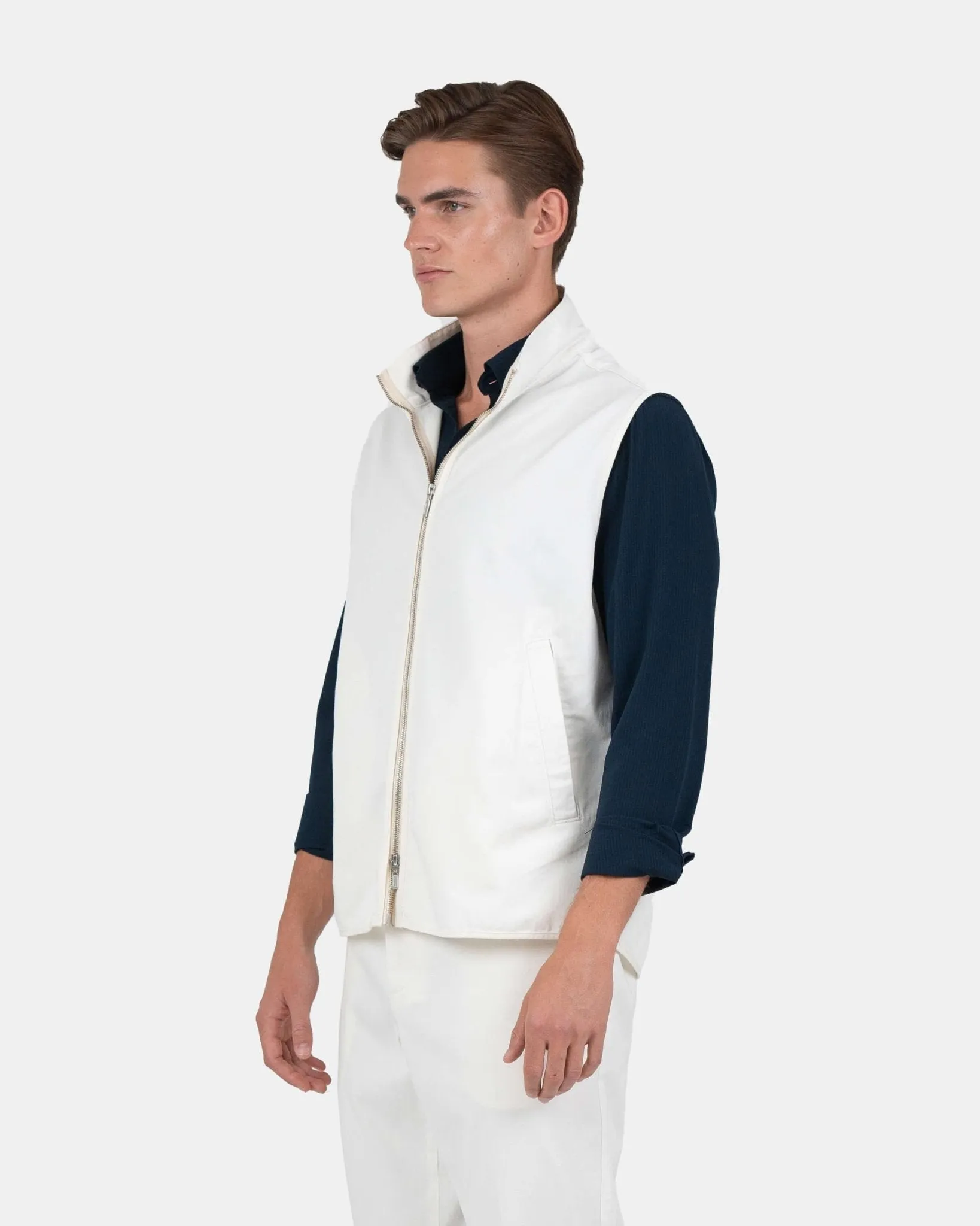 Zip Up Vest Hvid